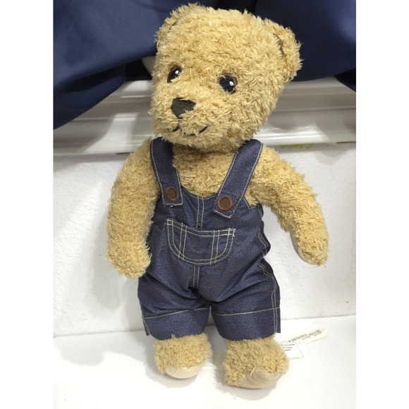 IKEA BRUMMA Teddy Bear Jointed Cuddle Brown Plush in Blue Denim Overalls - Picture 2 of 12